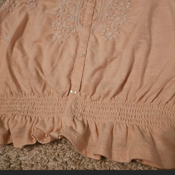 American Eagle Outfitters Orange Ruffled Smocked Camisole - Picture 3 of 5